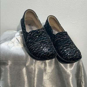 Alegria Black Multicolor Slip-On Shoes